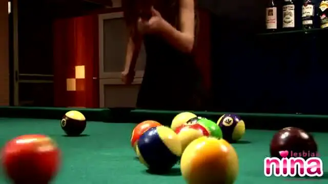 Pool and pussy play on the table