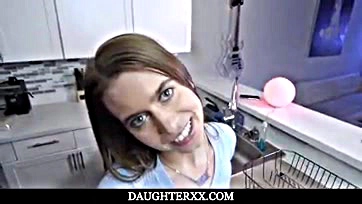 Jill gets brutally fucked by her stepdad on counter