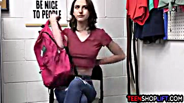 Teen thief's big tits get busted by mall cop