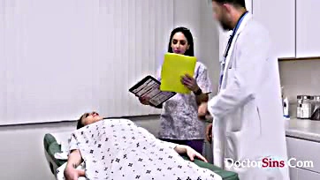 Sexy doc and nurse duo give teen a mind-blowing orgasm