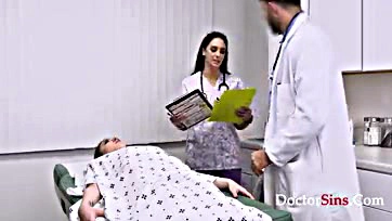 Sexy doc and nurse duo give teen a mind-blowing orgasm