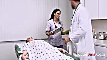 Sexy doc and nurse duo give teen a mind-blowing orgasm