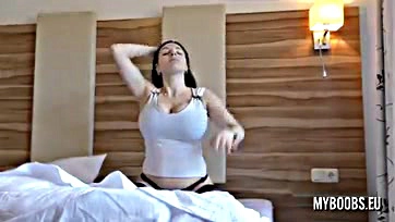 Morning wake-up call features explicit breast display