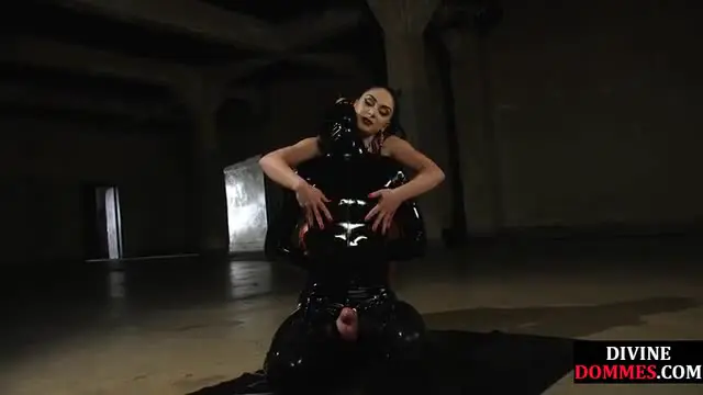 Domme pegs suspended gimp before hj domination