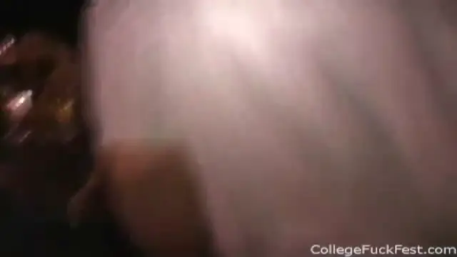 Petite blonde rides college cock at party