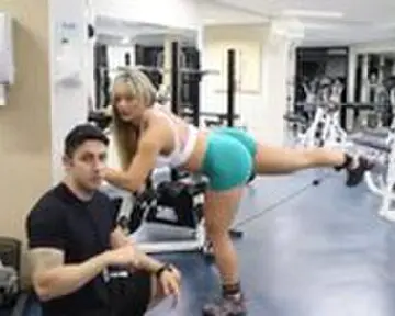 Filming a blonde at the gym