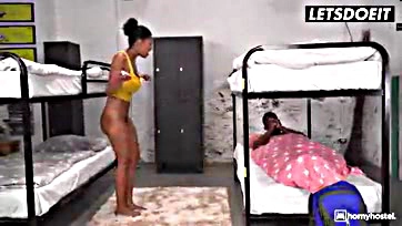 Brazilian chick lets roommate bang her tight asshole