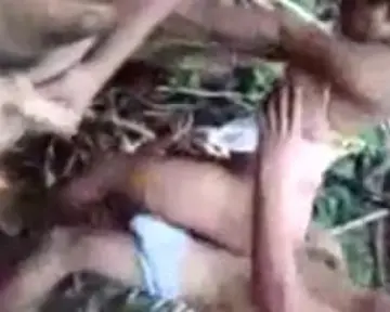 Amateur gangbang in the middle of the jungle