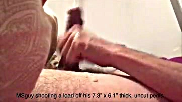 Man with big dick has many cum shots