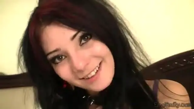 Emo Emily teases her hot teen pussy