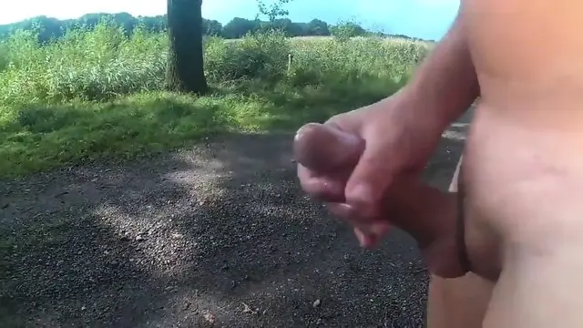 Outdoor Wanking With Cum