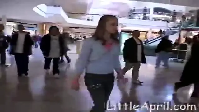 Teen touches her pussy after a day of shopping