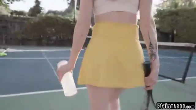 Tennis coach makes petite redhead squirt