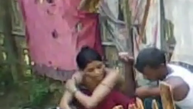 An Indian girl is caught washing herself 