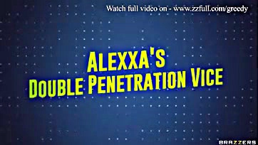 Alexxa gets double penetration and sucks cock