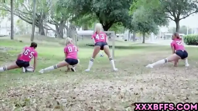 Sexy soccer and sex with four teen chicks