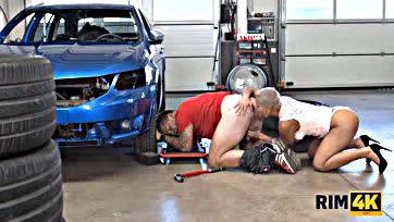 Slovakian milf gives mechanic a sensual oral pleasure