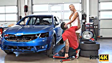 Slovakian milf gives mechanic a sensual oral pleasure