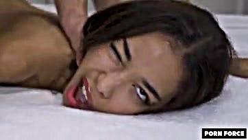 Teen girl gets intense rough sex and cums loudly