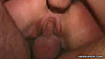 Woman gets assfucked and swallows cum on sofa