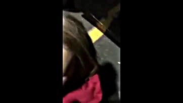 Blonde gets publically banged and facialed in a parking lot