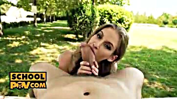 Tiffany Tatum orally pleasures outdoors