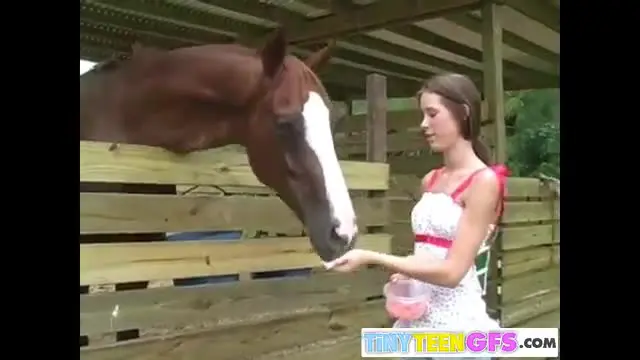 BrookeSkye with petite finger at Horse yard