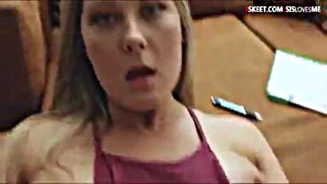 Teen sis gets pounded and facialized by a fat cock