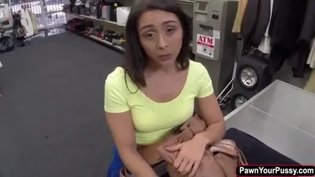 Brunette at pawnshop