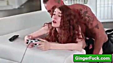 Redhead gets intense vaginal licking and penetration