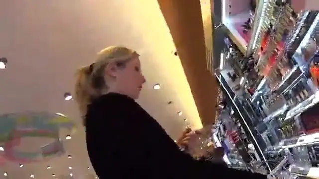 Going shopping with cum on her face