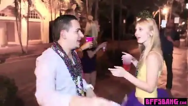 Naughty teen BFFs Mardi Gras turned into wild fuckfest