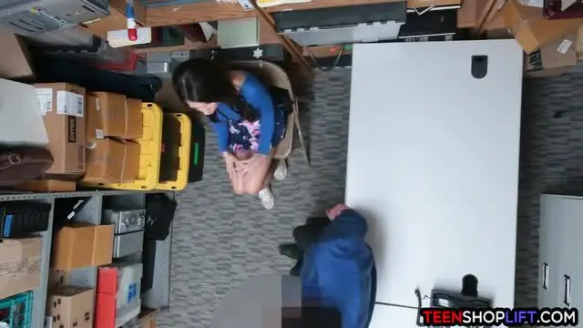 Stealing teen busted and fucked by the stores security guard