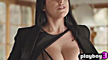 Angela White flaunts massive tits, no bra needed