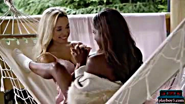 Interracial MILFs strip, pose, and get naughty