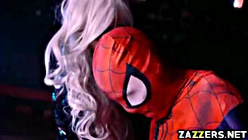 Spidey bangs Black Cat from behind, getting her wet