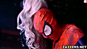 Spidey bangs Black Cat from behind, getting her wet