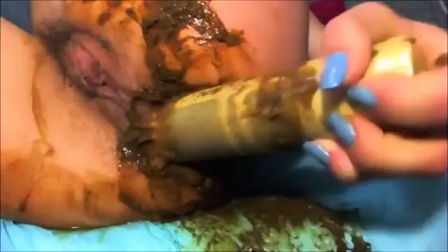 Prolapsed anus masturbation with shit and toy