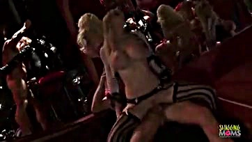 Sexy milfs, big dicks, orgy at strip club