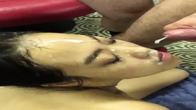 The Asian Cumdumpster waits for a bukkake facial