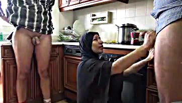 Arab wife gets massive cock while hubby watches helplessly