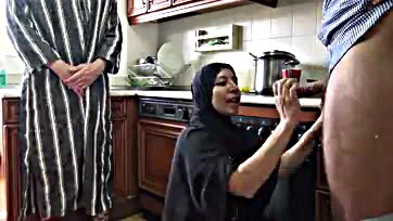 Arab wife gets massive cock while hubby watches helplessly