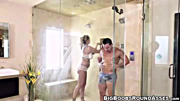 Sexy milf gets pounded in shower by a stud