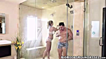 Sexy milf gets pounded in shower by a stud