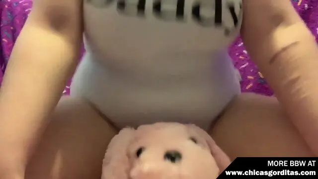 Curvy BBW Rubs Her Pussy With a Lucky Soft Toy Dog