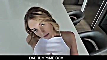 Blonde stepdaughter loves stepdad's cock, gets humped