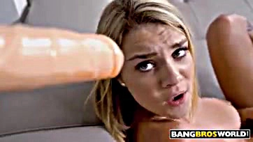 Gabby gets fucked by dildo and huge cock