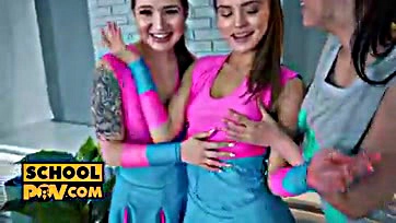 Lesbian cheerleaders get horny and freaky