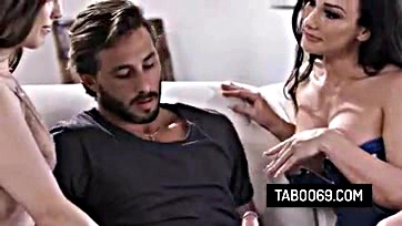 Jennifer White seduces stepson and girlfriend in taboo tryst