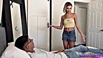 Stepbro's pants got cum-stained by Chloe's sloppy move